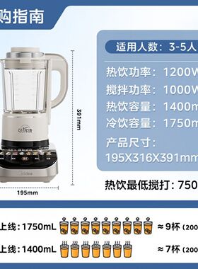 美的安睡变频破壁机家用全自动轻音豆浆可拆料理机MJ-BL1086