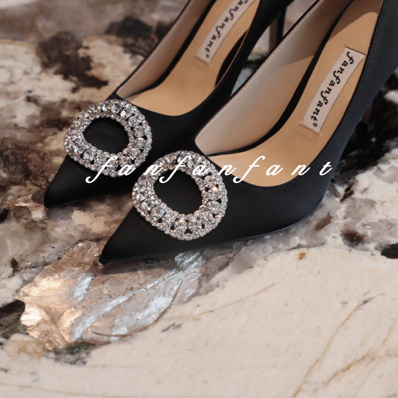 椭圆钻扣真丝 高级宴会系列 fanfanfant尖头舒适高跟鞋 手工婚鞋,女鞋,浅口单鞋,淘宝优惠券,粉丝福利购,淘宝优惠卷