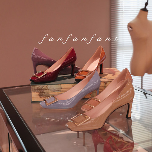 fanfanfant方扣舒适牛漆皮工作鞋