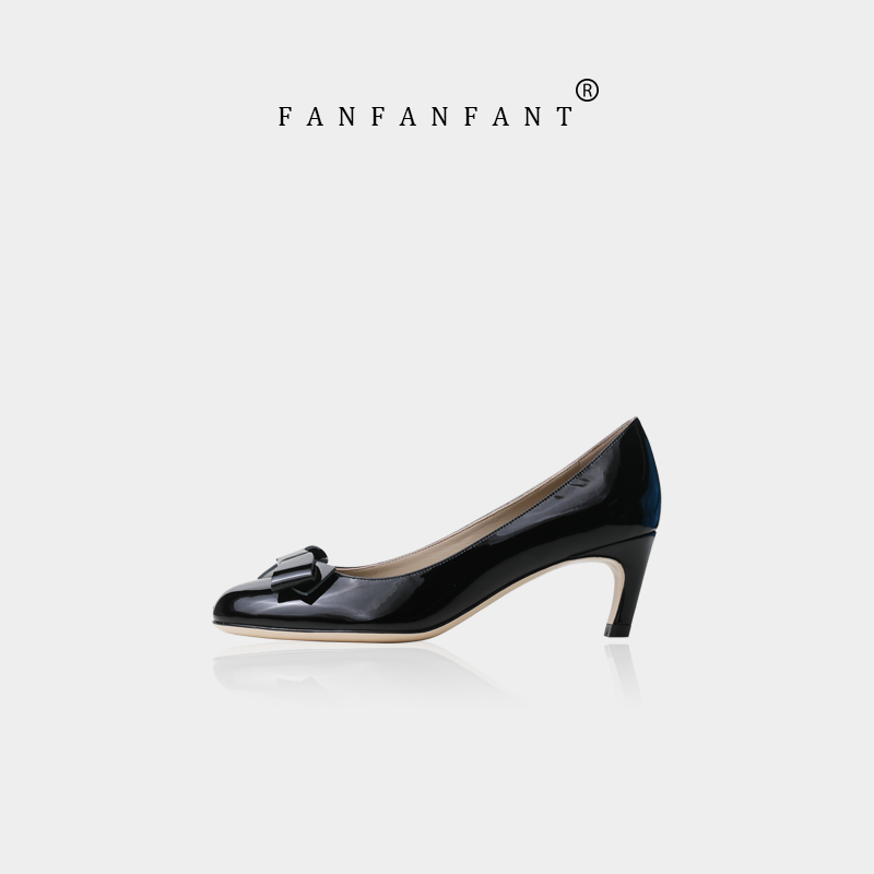 fanfanfant高跟鞋蝴蝶结舒适漆皮