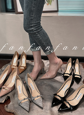 如履平地 8.5CM芭蕾粉牛漆皮高跟鞋 LOVE85 版型超正 细跟工作鞋