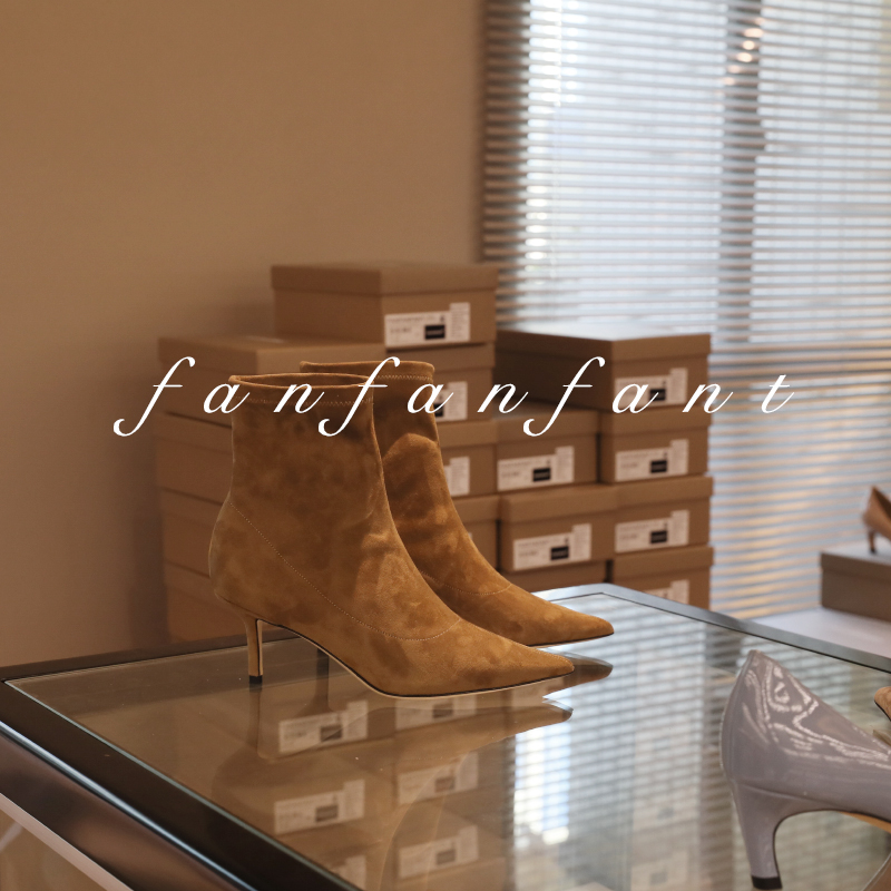 fanfanfant弹力靴舒适尖头短靴