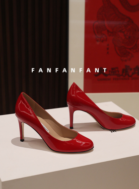 FANFANFANT 如履平地 CL85a 红色漆皮高级圆头工作鞋 8.5CM高跟鞋