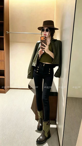 2026AS秋季新款设计感休闲百搭微喇叭裤牛仔女时尚修身显瘦高级感