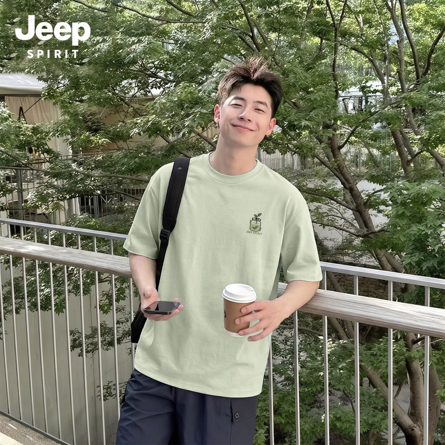 JEEP吉普纯棉短袖t恤男女士春夏季新款青少年重磅半袖男款上衣男X