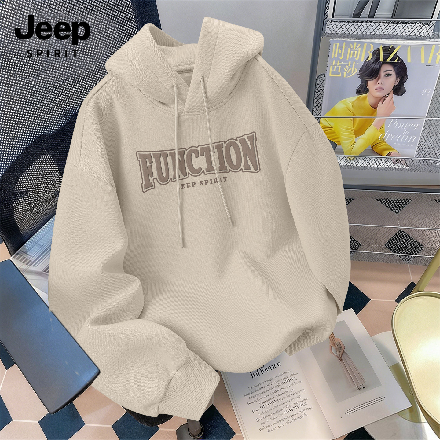 JEEP吉普男士卫衣2026新款春季休闲宽松上衣男美式连帽外套男款X