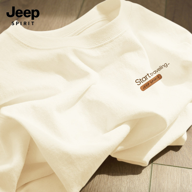 JEEP吉普短袖t恤男潮牌夏季纯棉半袖男款美式潮流高级感男士上衣X