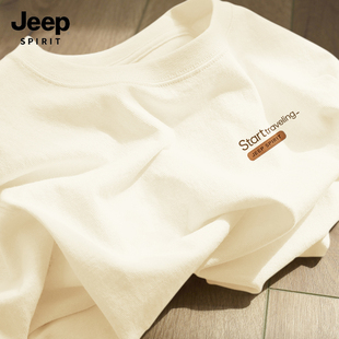 JEEP吉普短袖t恤男潮牌夏季纯棉半袖男款美式潮流高级感男士上衣X
