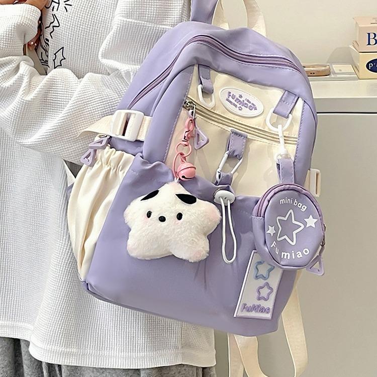 日系可爱少女撞色迷你双肩包女多巴胺星星小号背包登山初高中书包