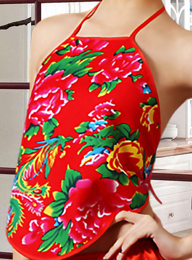 乌镇蓝花布肚兜成人肚兜复古民族风年会小品二人转红色演出