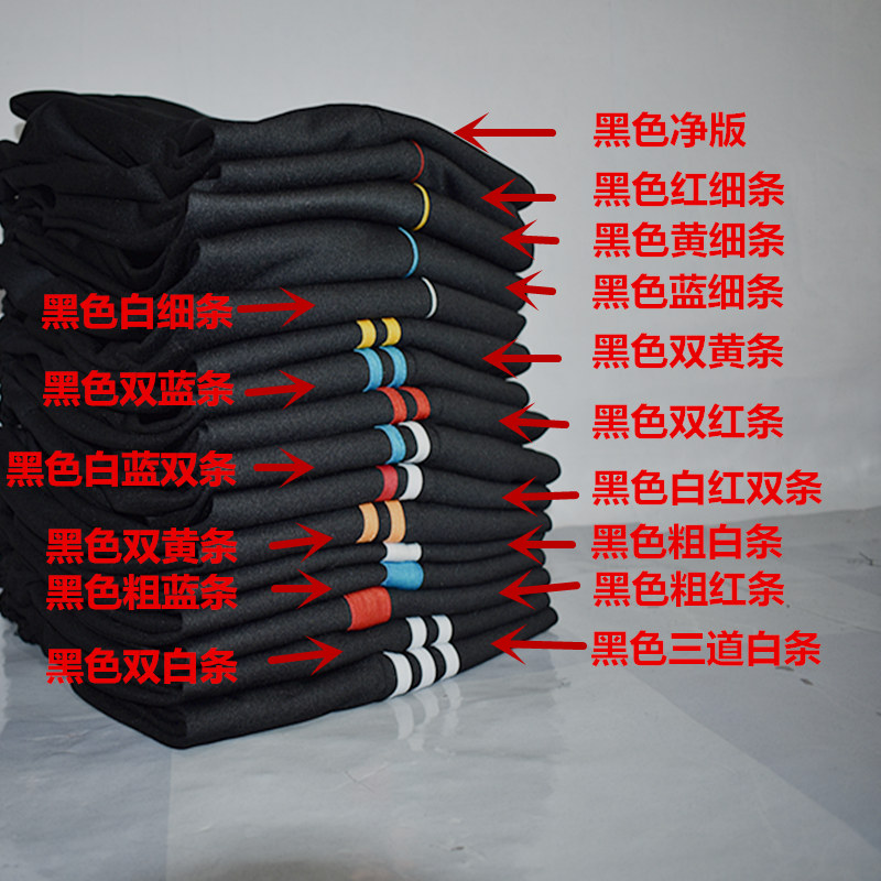 深蓝色高中学生双白条校服裤子