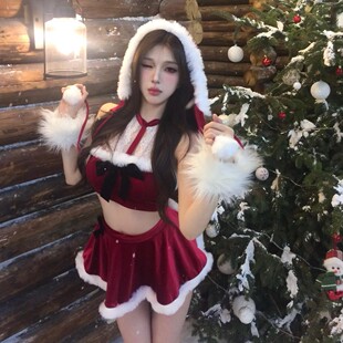 圣诞夜曲*圣诞穿搭cos小红裙可外穿挂脖短上衣圣诞套装氛围感