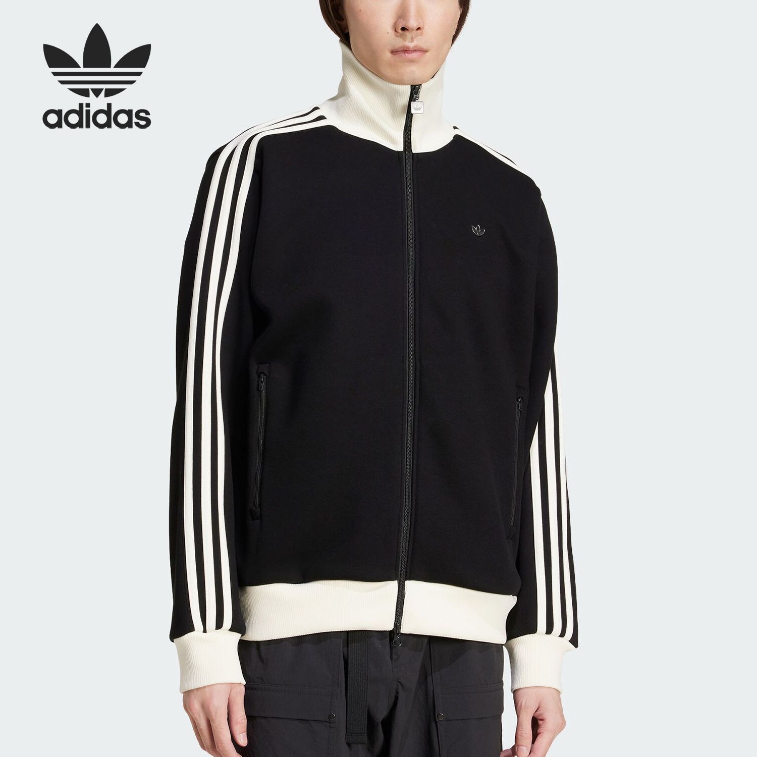 adidas originals 经典条纹立领运动夹克男款 JC6353
