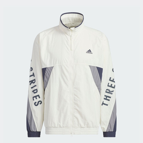 Adidas字母印花拼色休闲立领夹克外套男款IT4361