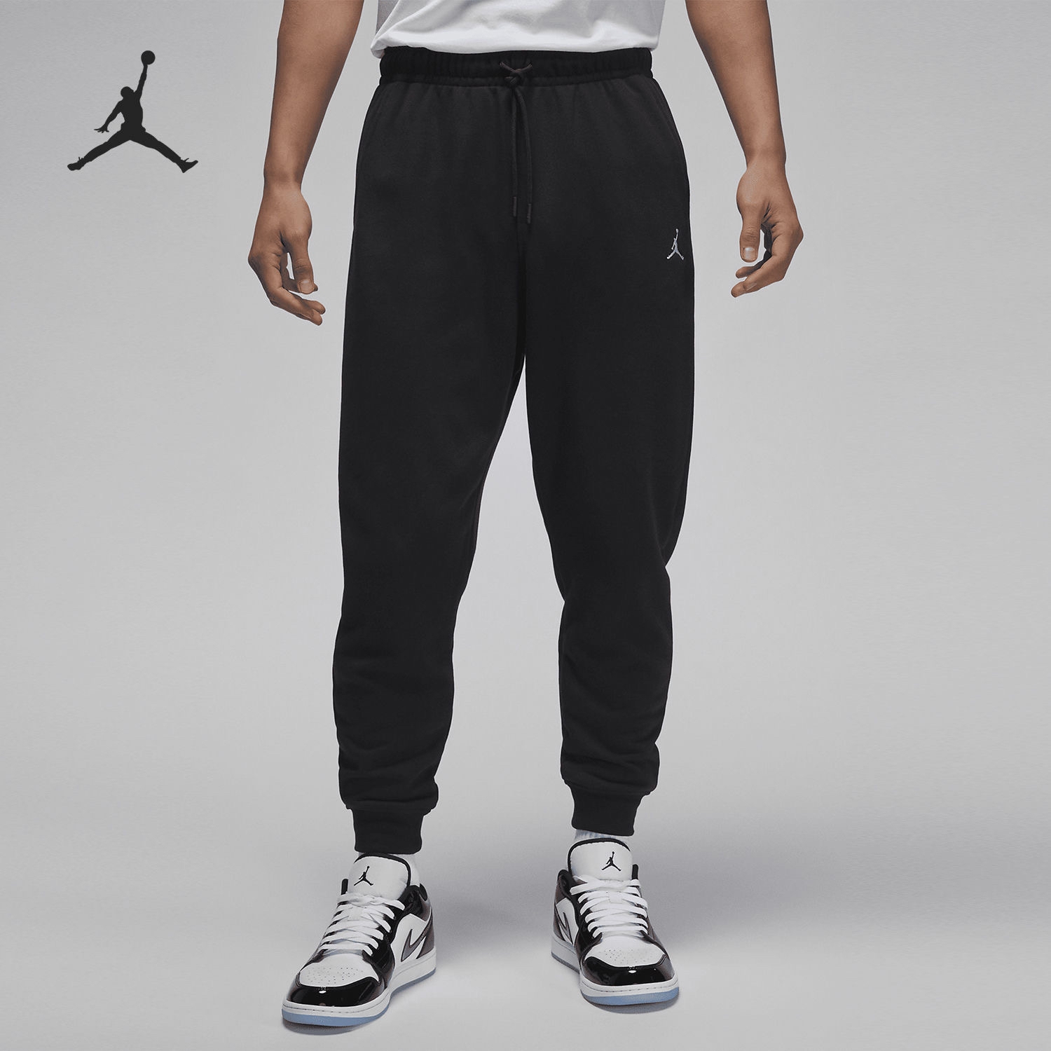 Jordan 纯色刺绣微标束口松紧腰针织运动裤男款 FQ7762-010