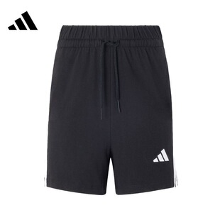 adidas 三条纹运动休闲舒适百搭系带高腰短裤女款JY8574