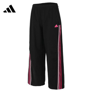 adidas 阔腿休闲裤 女款 JJ1569 速干宽松运动复古运动长裤