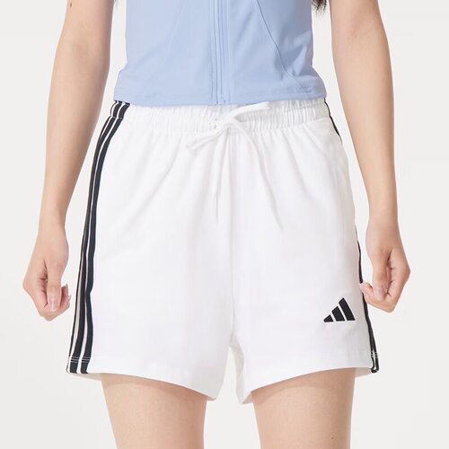 adidas Essential 透气舒适针织条纹三分休闲短裤女款 JD0910