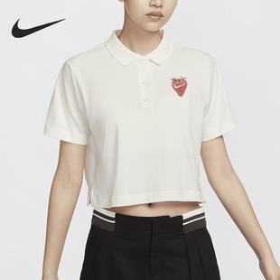 HQ1199 Nike 女款 字母印花图案舒适休闲运动短袖 133 截短Polo衫