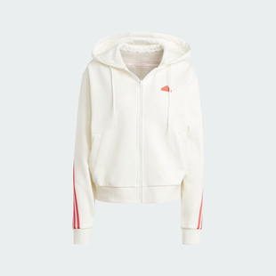 Adidas女子运动休闲宽松连帽外套IS3679