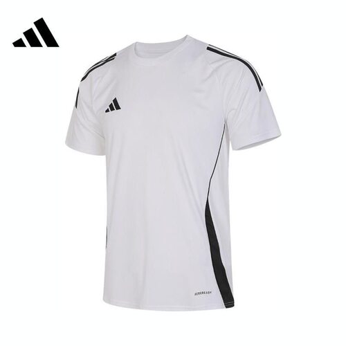 adidas Tiro 24 拼色条纹Logo印花修身圆领短袖足球衣男款 IS1019