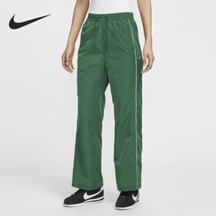 Nike 复古运动拼接系带高腰宽松直筒休闲裤女款 FV7656-300