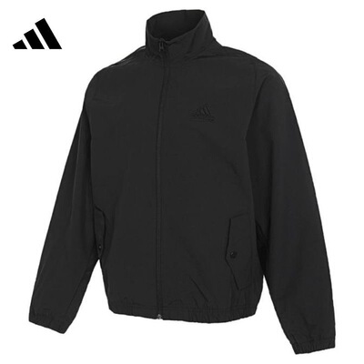 adidas 运动休闲字母印花立领拉链长袖夹克外套男女同款 JI6657