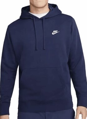Nike 字母印花连帽带兜套头长袖卫衣男款 CZ7858-410