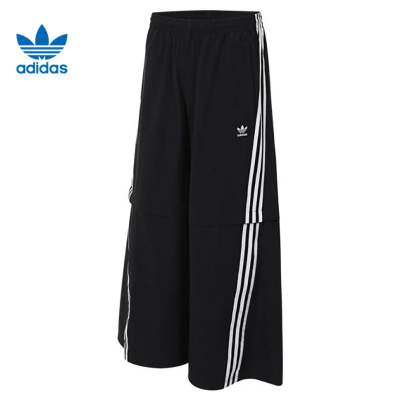 adidas 可拆卸宽松条纹复古运动阔腿百搭休闲裤 男女同款 KA2760