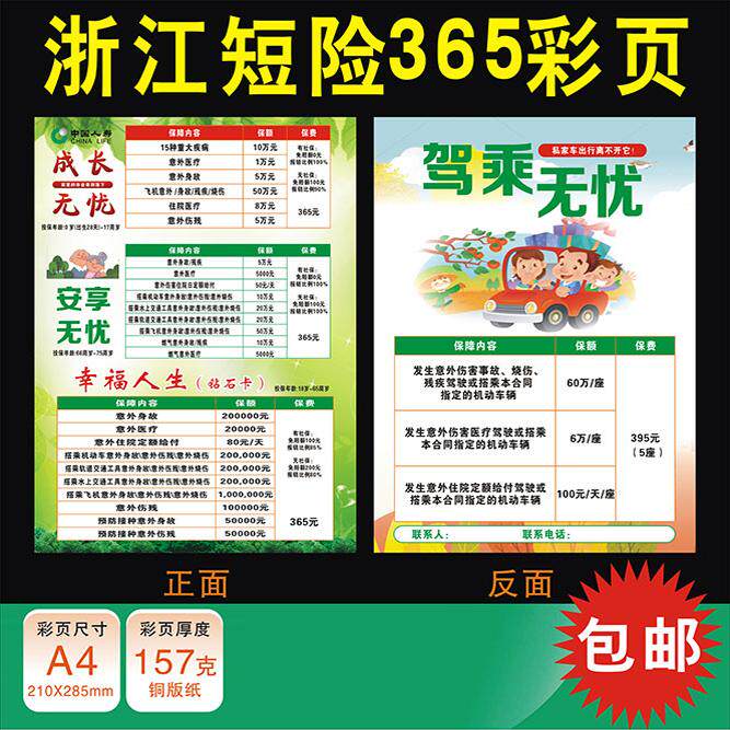 国寿中国人寿浙江短险彩页成长安享驾乘无忧钻石卡彩页印刷订制