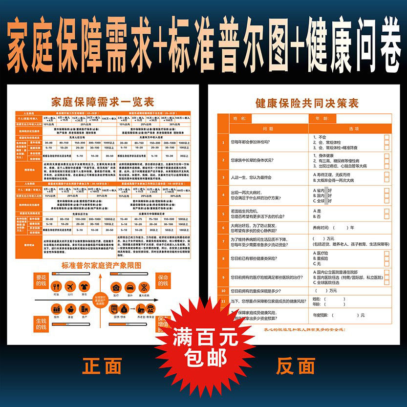 太平洋安中国人寿保险家庭需求标准普尔图健康问卷通用彩页宣传单