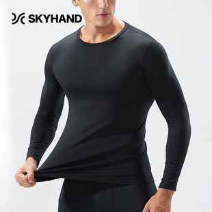 加绒运动健身保暖羊绒体感打底衣高弹排汗 健身衣 SKYHAND 男士