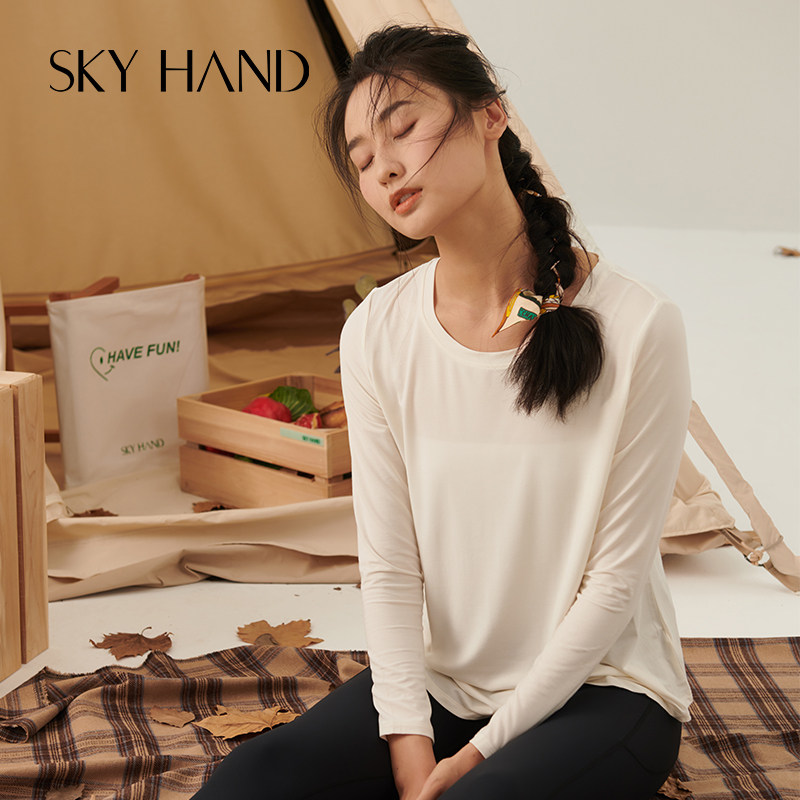 SKYHAND桑蚕丝 T恤女长袖2021新款休闲打底衫抑菌宽松瑜伽服上衣|msdalam kategori Butik wanita / wanita, baju-T - dari Buy2taobao.com untuk memberikan perkhidmatan ejen Taobao profesional membeli