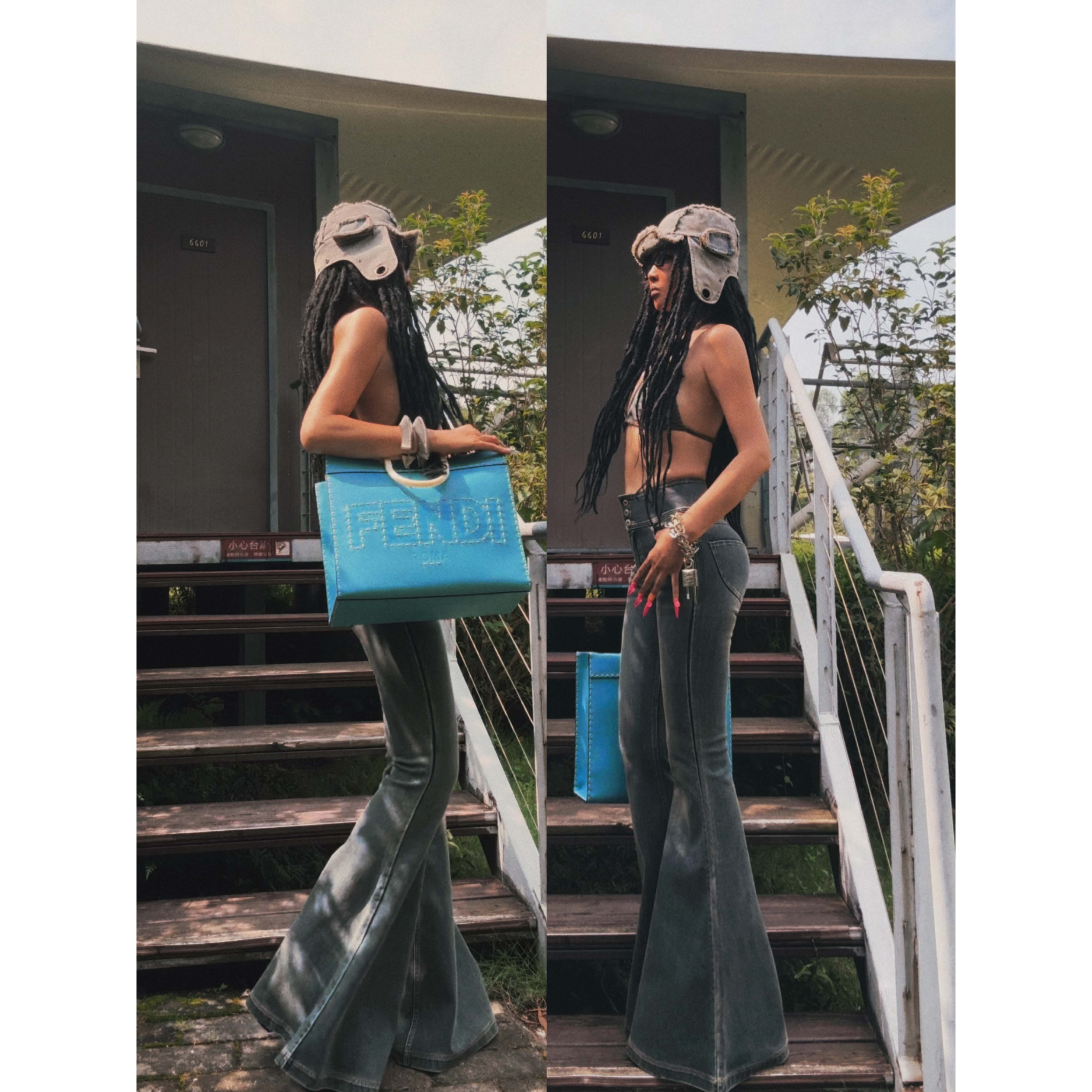 【新色】AOAOMISSSHOP鳌鳌家3粒扣高腰提臀翘臀蜜桃牛仔大喇叭裤,女装/女士精品,牛仔裤,淘宝优惠券,粉丝福利购,淘宝优惠卷