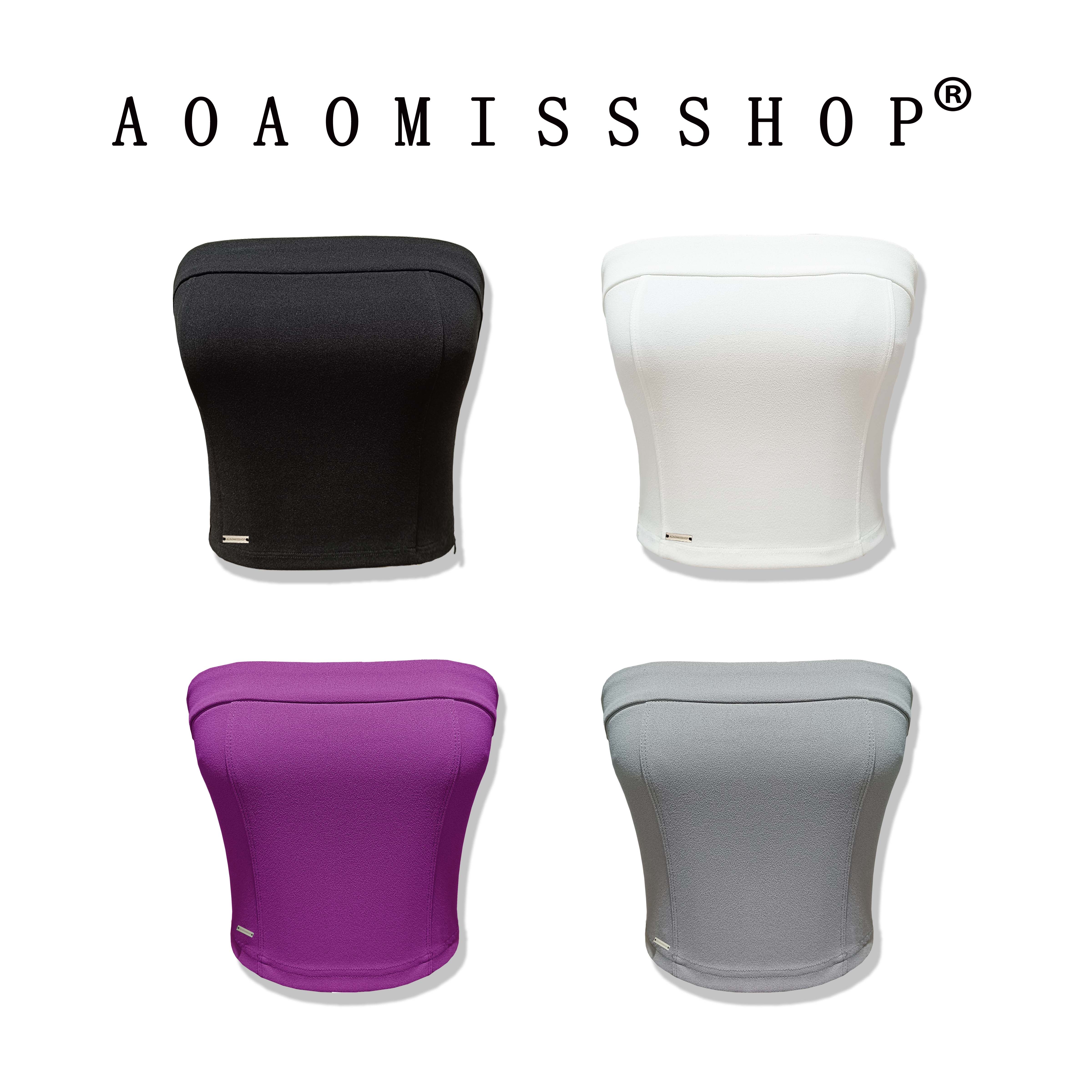 定制AOAOMISSSHOP 【有防滑带】紧身夏季短款吊带背心裹胸上衣女