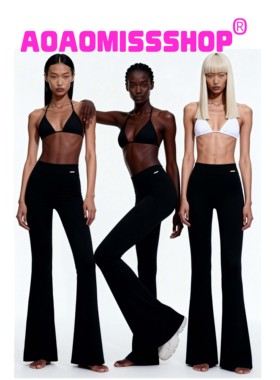 春夏【侧拉链微喇叭】AOAOMISSSHOP高级感 Slim Fit Chic黑色长裤