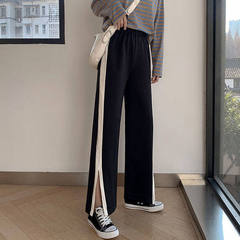 Summer Korean version new high waist thin split wide leg pants thin casual pants women's sportswear pants