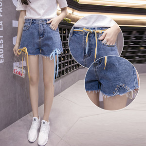 Thin white tie loose Korean tide female straight legged Jeans - color rope