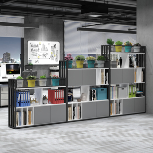 办公室隔断柜置物架铁艺组合屏风双面储物书架公司装饰花槽展示柜