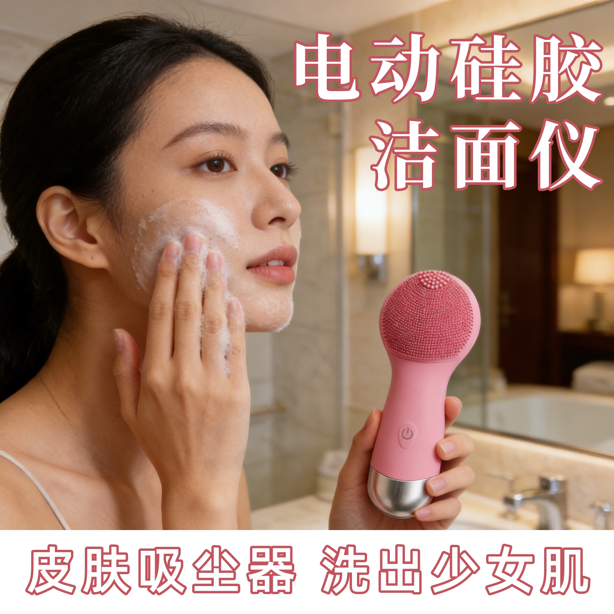 超声波电动洗脸仪 硅胶刷毛孔清洁神器 家用男女通用黑头导出仪