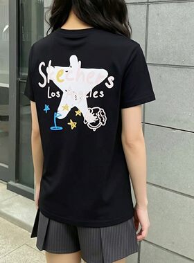 斯凯奇短袖t恤女2026夏季新款官方黑色半袖健身跑步运动上衣女装