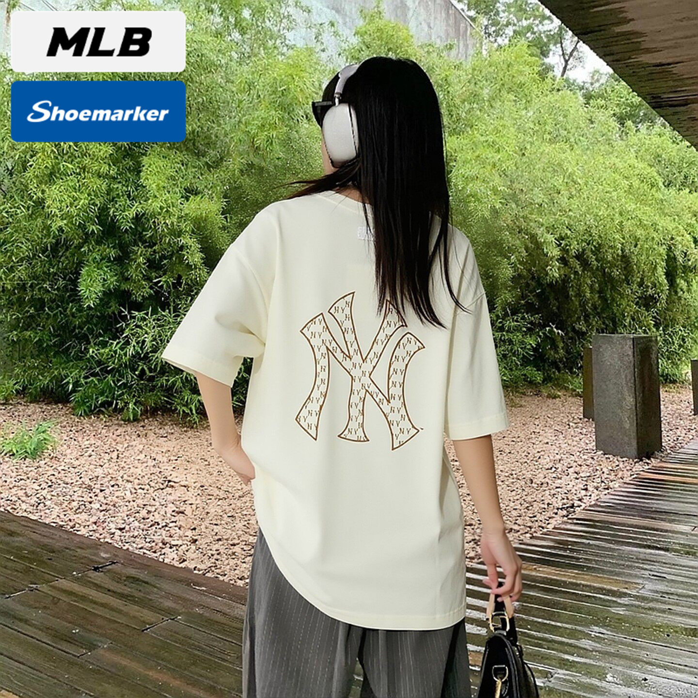 MLB纽约洋基男装女装26春季新款纯色圆领老花T恤休闲短袖运动上衣