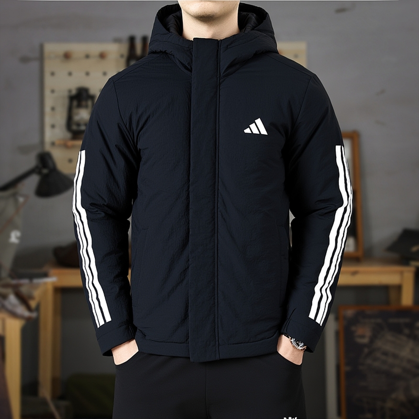 阿迪达斯棉服男2025冬季新款休闲潮流夹克户外运动服保暖加厚外套