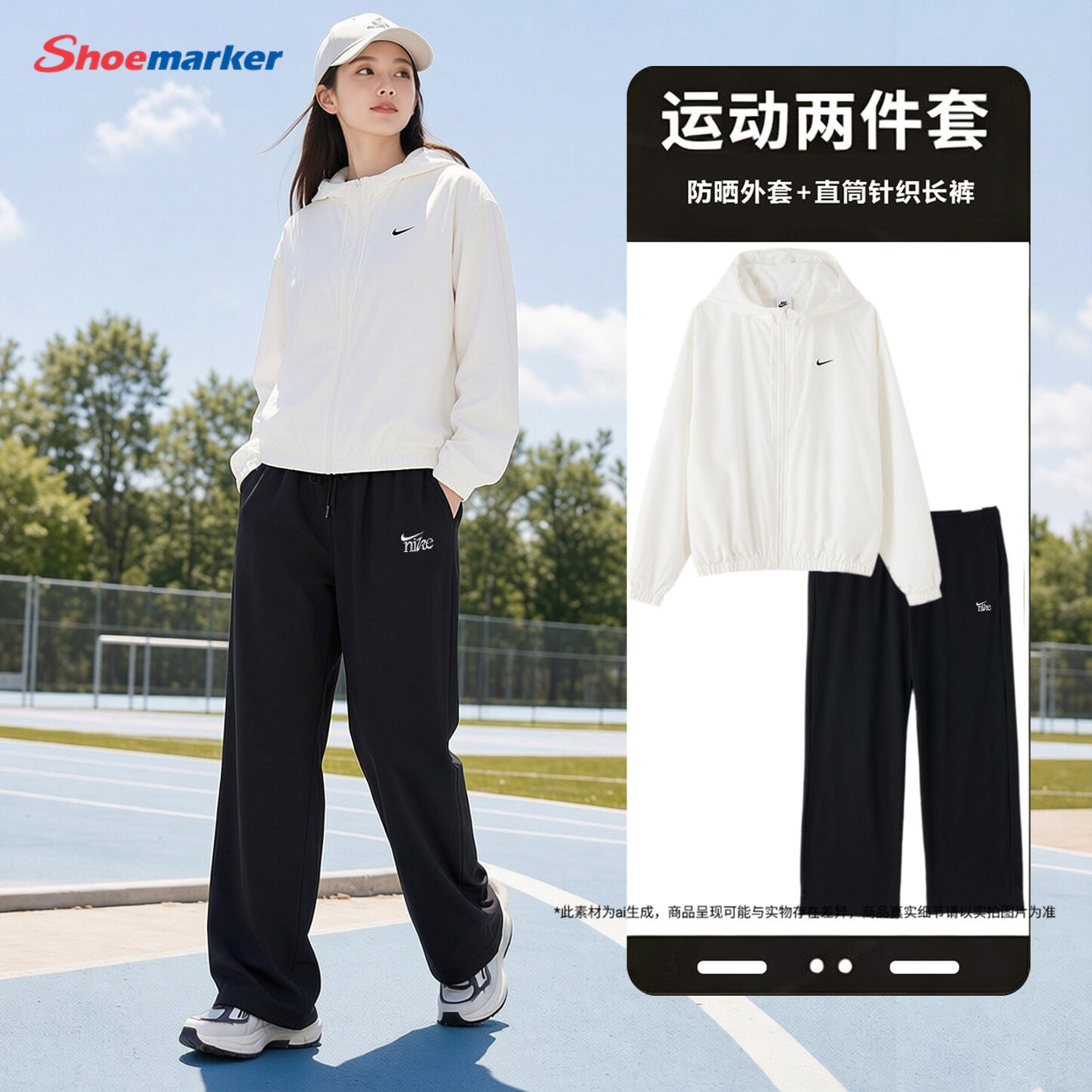 耐克官方正品女士运动套装2026夏季新款宽松防晒外套直筒休闲长裤