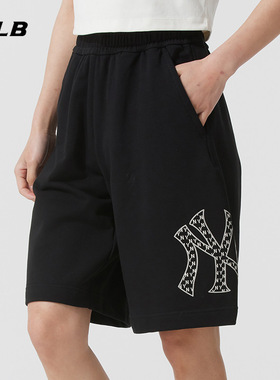 MLB官方男裤女裤2025冬季新款针织短裤透气运动裤五分裤3ASPM0253