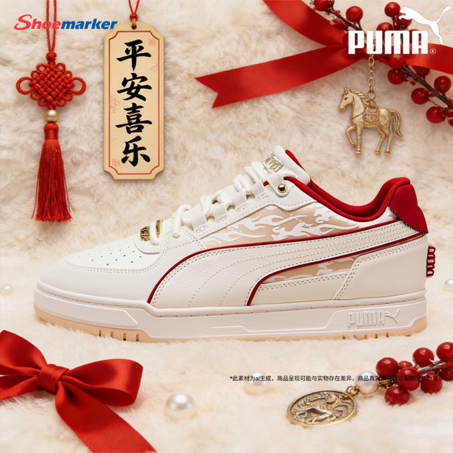 PUMA彪马本命年红色面包鞋新年款板鞋正品鞋子休闲鞋女运动鞋男图片