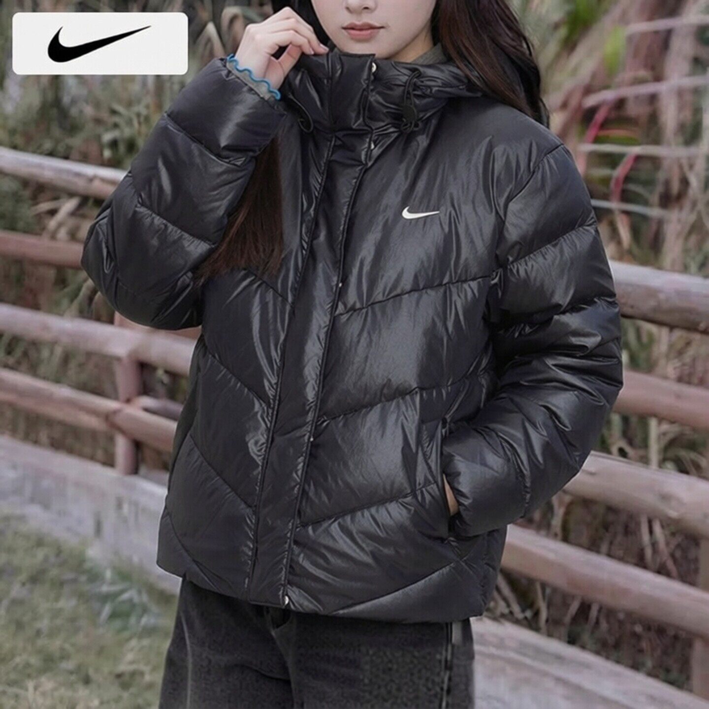 耐克NIKE官方正品羽绒服女装短款冬季新款保暖棉羽加厚黑色女外套