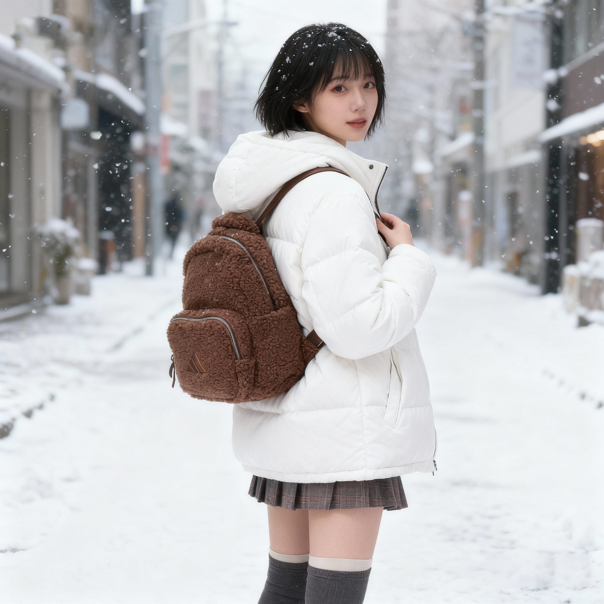 Adidas阿迪达斯正品双肩包女2025夏季新款时尚毛绒舒适休闲
