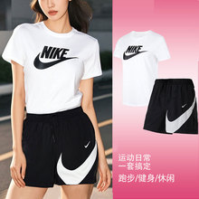 Nike耐克女子套装2025夏季新款短袖T恤透气运动服宽松短裤三分裤