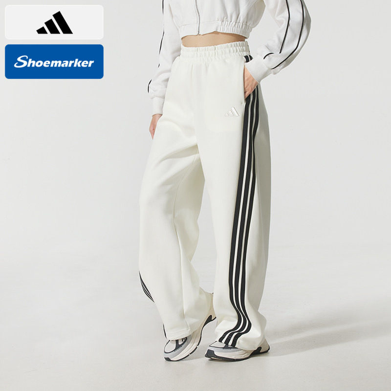 阿迪达斯长裤女裤2025新款宽松运动裤S KN BANANA PN三条纹直筒裤